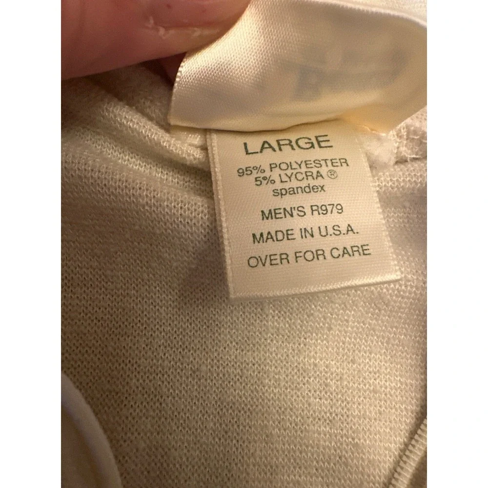 L.L. Bean Mens Long-Sleeve Beige Pullover Shirt Large Made In USA‎